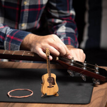 Wooden Acoustic Guitar Pick Box with Stand - Personalized Engraved Guitar Pick Holder Case for Acoustic Guitar, Bass, Ukulele Lovers Music Gift