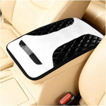 Car Center Console Cover, Soft Non-Slip Carbon Fiber Armrest Cushion, Universal Fit (Black)