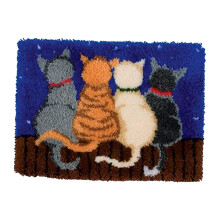 PETSOLA DIY Latch Hook Rug Kits Latch Hooking Rug Kits Embroidery Sewing Tool Cat