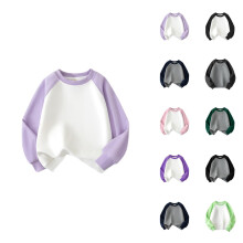 Sweat-shirt basique à col rond et empiècements colorés pour bébés garçons et filles, manteau à capuche pour enfants