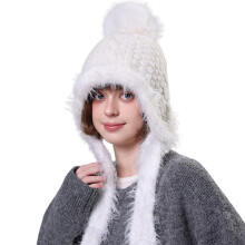 Women Knit Hat Scarf Combo for Women Winter New Style Pullover Outdoor Warm Ear Protection Set White One Size