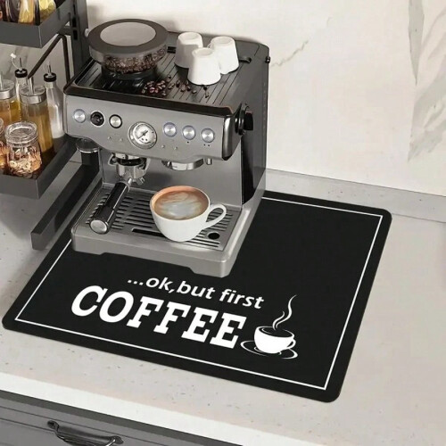 Coffee Machine Mat Absorbent Kitchen Counter Protector - Coffee First Design Pad for Dishes, Cups, and Decor 20*30cm