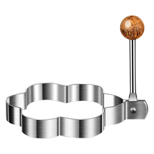 Stainless Steel Egg Shaper Ring Set with Wooden Handle
