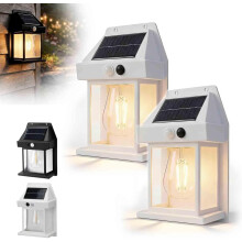Vintage Solar Wall Lights with Smart Motion Sensor, Dusk-to-Dawn, IP65 Waterproof, for Patio/Porch/Garden