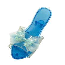 Girls Jelly Sandals Princess Shoes Kids Heels Plastic Bow Decor for Birthday Party Cosplay Dress Up