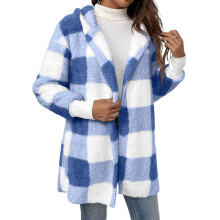 Cappotto invernale da donna in morbido pile, cardigan aperto sul davanti, capospalla