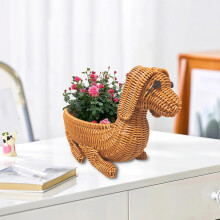 Panier de rangement tressé en forme de chien Dreamyjuly, joli panier en rotin pour ranger les en-cas, décoration de bureau, rangement décoratif