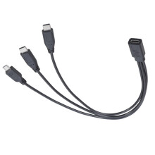 Cabo divisor USB-C fêmea para 2 USB-C e USB macho de 5 pinos para carregamento de celular e tablet (somente para carregamento)