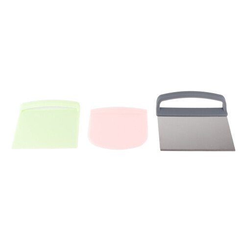 3 piece Dough Scraper Set, Multi-Size Baking Scrapers for Dough, Cake and Bread
