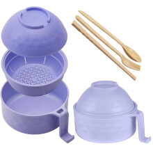 Cuiseur à ramen 1,2 L avec poignées, avec baguettes, bols à ramen compatibles micro-ondes, indispensables pour la chambre étudiante (filles et