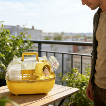 Portable Hamster Cage Visible Viewing Cover Ventilation Crate Secure Closure Ideal For Veterinarian Visits Short Trip Outing Picnic Mice Gerbils Rept