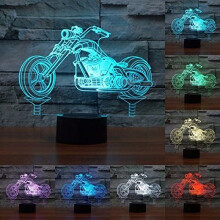 YSITIANNA3D Nočné svetlo na motorku, 7-farebná LED stolová lampa s USB nabíjačkou, akrylový/ABS podstavec – kompatibilné s domácimi,