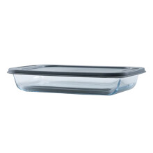 7.4"x12" Rectangular Glass Baking Dish with Gray Lid, 3.08pt (1.7L), Compatible with Standard Oven Racks