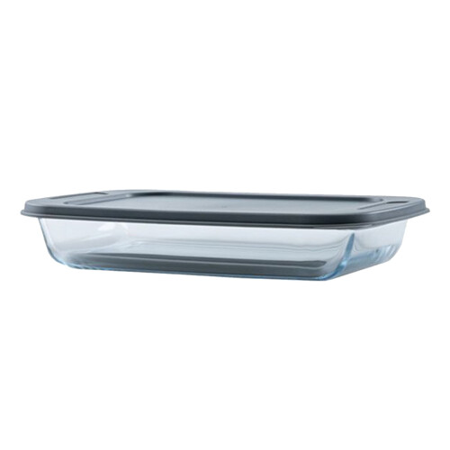 7.4"x12" Rectangular Glass Baking Dish with Gray Lid, 3.08pt (1.7L), Compatible with Standard Oven Racks