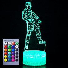 YSITIANNA3D futbalové LED nočné svetlo, 16 farieb, napájanie cez USB, akrylový + ABS podstavec, dekorácia na stôl a darček – kompatibilné