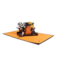3D for Pop up Halloween Pumpkin Greeting Card Festival Holiday Paper Cards for Birthday Wedding New Year Blessing Cards