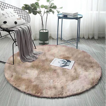 1 PC Plush Carpet Ultra Soft Modern Area Rugs Round Shape Shaggy Rug Home Room Plush Carpet Decor Floor Mat(31.5Inch,Beige)