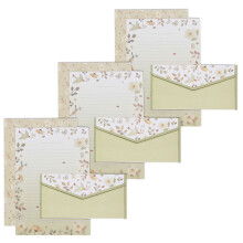 Floral Stationary Paper Set, Vintage Floral Flower Stationery Set with 10 Envelopes, 10 Lined Stationery Letter Paper