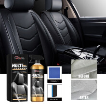 Vegan Leather Car Cleaner Set – 120ml Gentle Formula, Sponge & Cloth | Odor Removal | Refurbish & Maintain Upholstery | Compatible with Vegan