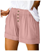 Bermudashorts voor dames, denim, middelhoge taille, lange shorts, casual vintage met opgestikte zak