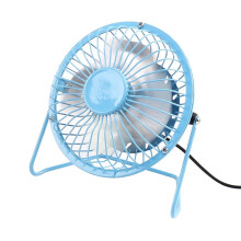 4 in USB Mini Desk Fan, Blue Small Desktop Fan Quiet and Powerful Metal Design USB Powered