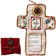 Clearance! Handmade Fabric Pocket Shrine with Silver Cross – Mini Travel Prayer Pouch for Church, Friends & Family