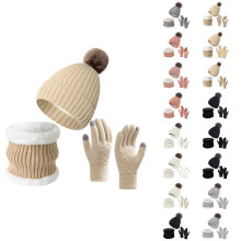 Women's Knit Winter Set: Hat, Neck Warmer & Gloves – Thick Lined, Warm & Cozy, Compatible with Outdoor Activities, Skiing, Travel