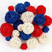 Bolas de ratán patrióticas para el 4 de julio: bolas decorativas rojas, azules y blancas para jarrones, cuencos, mesas y fiestas (compatibles con