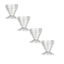 Dreamyjuly Stainless Steel Spring Wire Egg Cup Holder, Boiled Egg Tray for Kitchen Countertop, Fun Breakfast Serving Dish for Family And, Silver 4Pcs