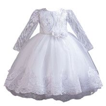 Girls' Princess Gown Floral Print Long Sleeve Tulle Skirt