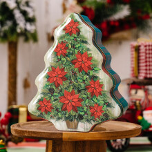 Iron Christmas Tree-Shaped Storage Can with Santa, Snowman & Penguin Designs – Holiday Gift, Party Decor, Nativity Scene Ornament