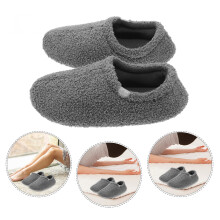 Fuzzy Herretøfler Grå Memory Foam Plysjfôr Komfortable 1 Par