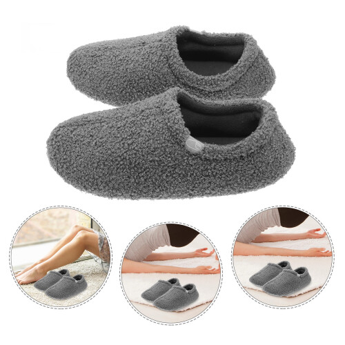 Fuzzy Herrtofflor Grå Memory Foam Plyschfoder Bekväma 1 Par