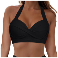 Damen Neckholder-Bikini-Oberteil, Push-up-Badeanzug-Oberteil, Retro-Badeanzug-Oberteil mit Twist-Vorderseite, nur Oberteil