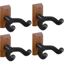 4-Pack Guitar Wall Mount – Black Walnut, Rotatable Soft Hook, Compatible with Acoustic & Bass Guitars