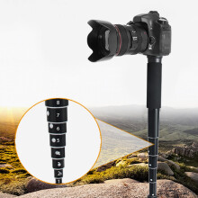 Lightweight Trekking Pole Monopod w/ Rubber Foot Storage Bag, 1/4" to 3/8" Screw Included