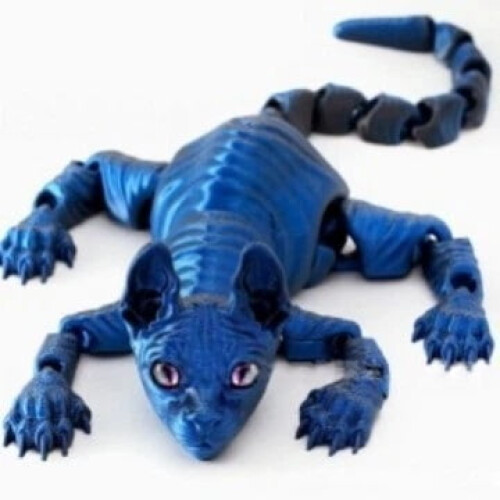1pc deep blue 30cm 3D Printed Sphynx Cat figurine, movable craft item