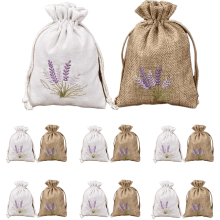14 PCS Lavender Bags, Sachet Empty Bags Small Jute Bag with Drawstring Cotton Linen Pouch for Filling Spice Jewellery Wedding