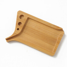 Mini Wood Rolling Tray with Grooved Edges, Spill-Proof Funnel, Easy Clean, Portable 13.2x7.5cm Organizer – Compatible with All Rolling Kits
