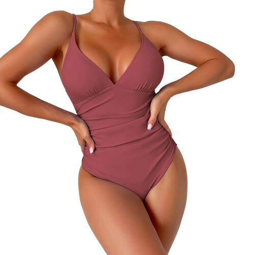 Eendelig badpak van mesh voor dames met buikcorrigerend effect.