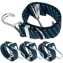 4 Pcs 58cm Flat Elastic Cords with Hook for Securing Cargo and Luggage, 30mm Wide, Latex and Oxford Fiber Elastic Bungees EACH2M