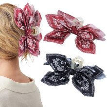 2er-Pack Boho-Haarspangen mit Schleife – Große Kunststoffkrallen, große Schleife, bezauberndes Modeaccessoire für dickes Haar