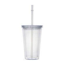 Gobelets pour enfants avec paille réutilisable, isolation à double paroi pour boissons chaudes et froides, design en acrylique transparent pour les