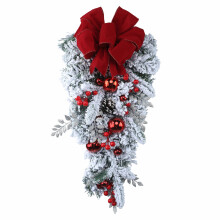 Guirlanda vermelha de Natal para porta de entrada, escadas, lareira e corrimão – enfeites de árvore de Natal, compatíveis com decoração
