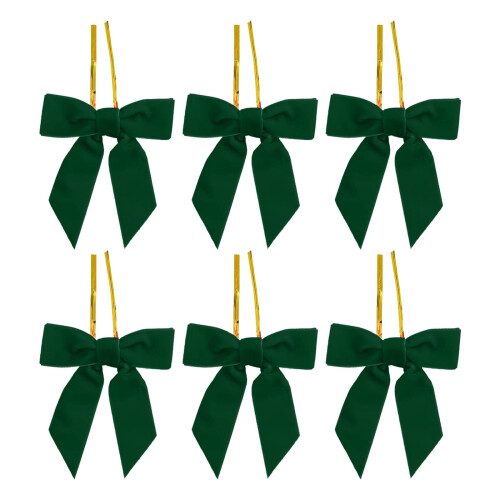 Green6Pieces Μικρά Βελούδινα Χριστουγεννιάτικα Φιογκάκια για Δέντρο, Συσκευασία