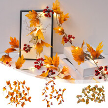 2m20LED Esdoornblad Lichtslinger met Batterijhouder, Halloween Herfst Thema Decoratie Esdoornrank Hangend, 200cm/78,74in voor Binnen- en Buitenfeest