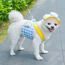 Set di costumi per gatti e cuccioli: cappello da sole, guinzaglio, pettorina a gilet – Accessori per animali domestici in peluche a quadri (azzurro