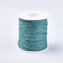 1 rollo de cordón de hilo de algodón encerado color verde azulado de 1 mm, aproximadamente 10,93 yardas (10 m) por rollo.