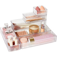 7-Piece Clear Acrylic Drawer Organizers – 4 Sizes, Stackable for Makeup, Office, Kitchen; Compatible with Standard Drawers