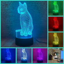 YSITIANNA Kawaii Cat Night Light, 16-Color LED Illusion Lamp with Remote & Touch Control – Compatible with Kids' Rooms, Living Room, Bedside
